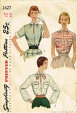 Simplicity 3427: 1950s Classic Misses Blouse Sz 36 B Vintage Sewing Pattern