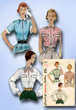 Simplicity 3427: 1950s Classic Misses Blouse Sz 36 B Vintage Sewing Pattern