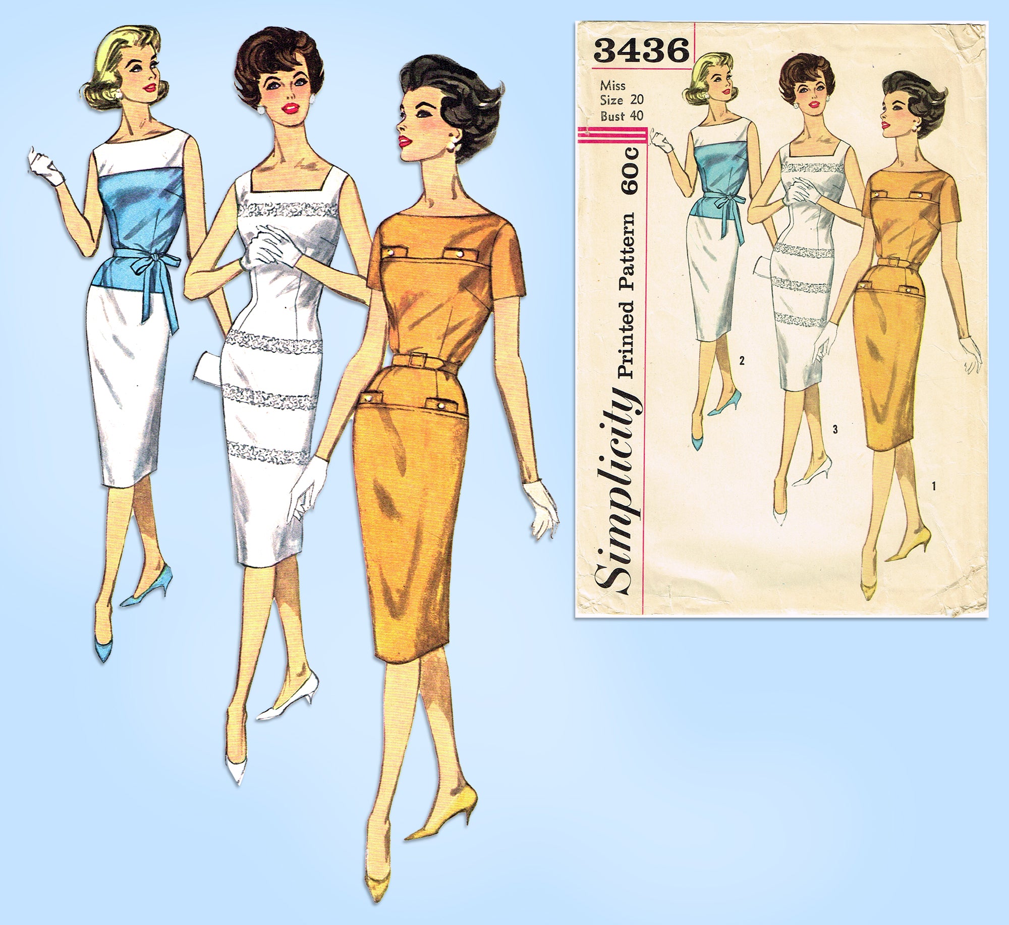 Simplicity 8402: 1950s Misses Dinner Dress 34 B Vintage Sewing Pattern   Vintage4me2