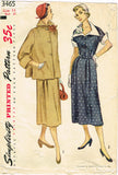 1950s Vintage Simplicity Sewing Pattern 3465 Misses Maternity Dress & Jacket 32B