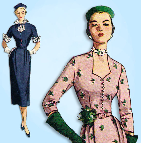1950s Vintage Simplicity Sewing Pattern 3474 Misses Afternoon Dress Size 30 Bust