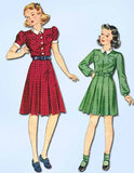 1940s Vintage Simplicity Sewing Pattern 3477 Girls WWII Shirtwaist Dress Size 6