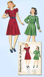 1940s Vintage Simplicity Sewing Pattern 3477 Girls WWII Shirtwaist Dress Size 6