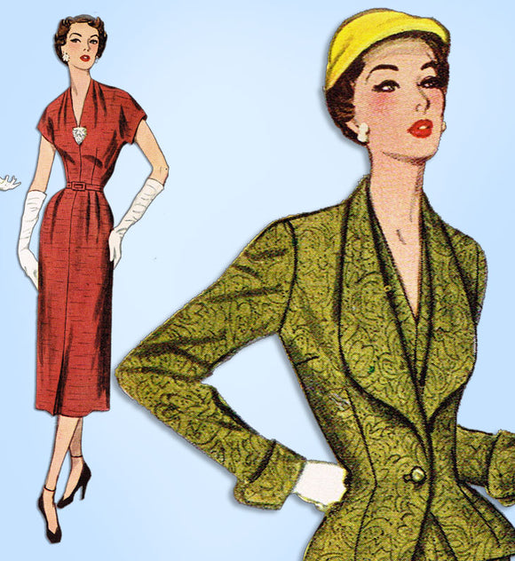 1950s Vintage Simplicity Sewing Pattern 3484 Uncut Misses Dress & Jacket Sz 31 B