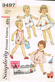 1960s Vintage Simplicity Sewing Pattern 3497 Baby Boys Girls Romper Dress Size 1