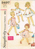1960s Vintage Simplicity Sewing Pattern 3497 Baby Boys Girls Romper Dress Size 6 Months