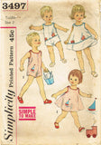 1960s Vintage Simplicity Sewing Pattern 3497 Baby Boys Girls Romper Dress Size 2