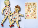 1960s Vintage Simplicity Sewing Pattern 3497 Baby Boys Girls Romper Dress Size 2