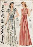 Simplicity 3507: 1940s Easy Plus Size WWII Nightgown 42B Vintage Sewing Pattern