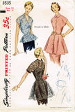 1950s Vintage Simplicity Sewing Pattern 3535 Easy Misses Peplum Tunic Blouse 32 B -Vintage4me2