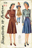 1940s Vintage Simplicity Sewing Pattern 3536 WWII Misses Jumper & Blouse Sz 32 B from Vintage4me2