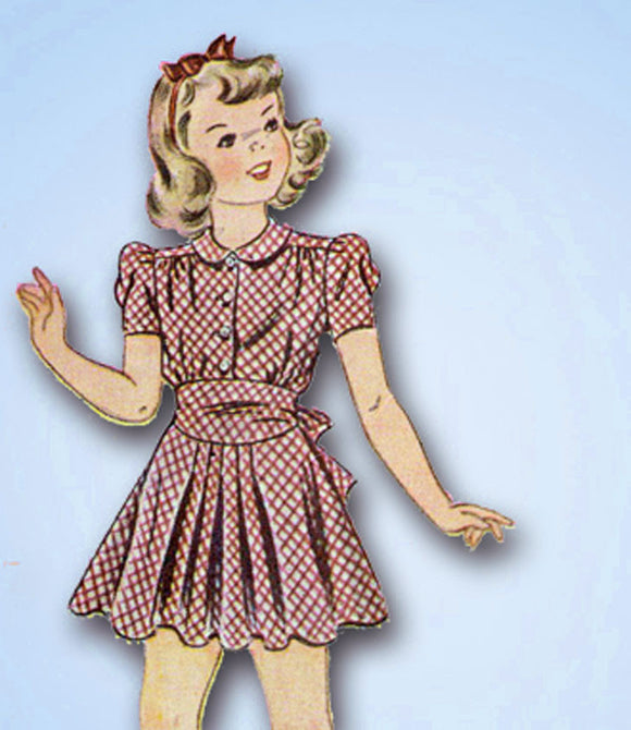 1940s Vintage Simplicity Sewing Pattern 3546 Toddler Girls WWII Dress Size 6 24B