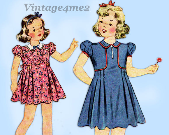 Simplicity 3550: 1940s WWII Toddler Girls Dress Size 6 Vintage Sewing Pattern