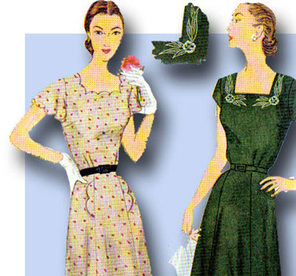 1950s Vintage Simplicity Sewing Pattern 3553 Misses Embroidered Dress Size 36 B