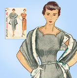 1950s Vintage Simplicity Sewing Pattern 3574 Misses Slender Dress & Stole Sz 32B -Vintage4me2