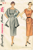 1950s Vintage Simplicity Sewing Pattern 3574 Misses Slender Dress & Stole Sz 32B -Vintage4me2