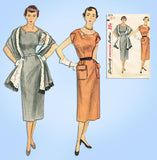 1950s Vintage Simplicity Sewing Pattern 3574 Misses Slender Dress & Stole Sz 32B -Vintage4me2