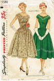 1950s Vintage Simplicity Sewing Pattern 3580 Easy Misses Cocktail Dress Size 29B