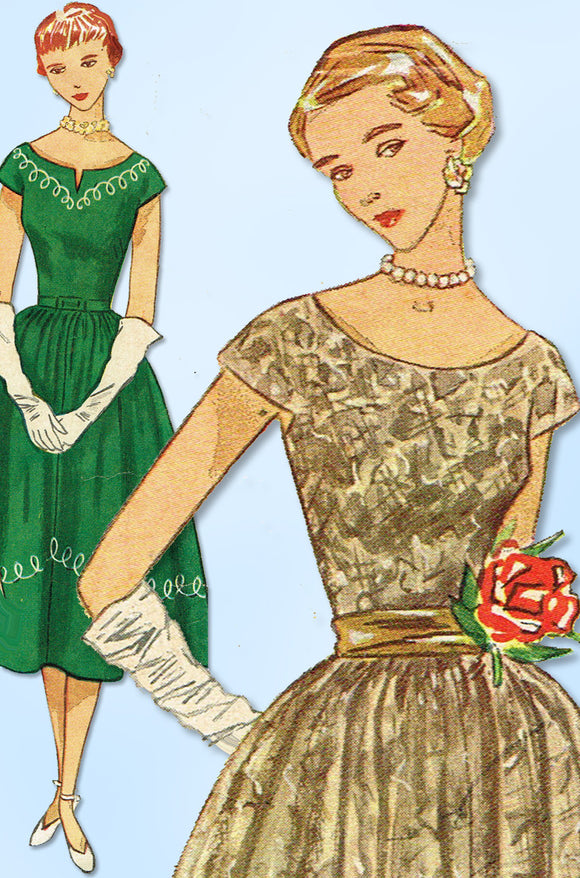 1950s Vintage Simplicity Sewing Pattern 3580 Easy Misses Cocktail Dress Size 29B