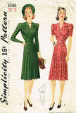 1940s Vintage Simplicity Sewing Pattern 3586 Stunning Misses WWII Dress Sz 32 B