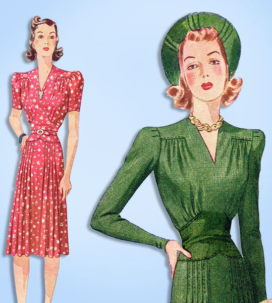 1940s Vintage Simplicity Sewing Pattern 3586 Stunning Misses WWII Dress Sz 32 B