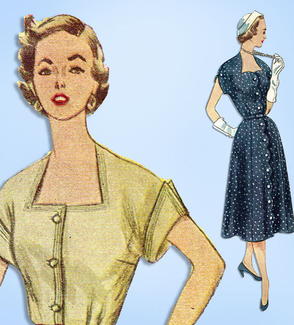 1950s Original Vintage Simplicity Sewing Pattern 3589 Plus Size Womens Dress 40B -Vintage4me2