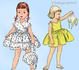 Simplicity 3600: 1950s Cute Toddler Girls Sun Dress Sz 3 Vintage Sewing Pattern