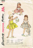 Simplicity 3600: 1950s Cute Toddler Girls Sun Dress Sz 3 Vintage Sewing Pattern