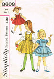 1950s Vintage Simplicity Sewing Pattern 3603 Toddler Girls Jumper Dress Size 1