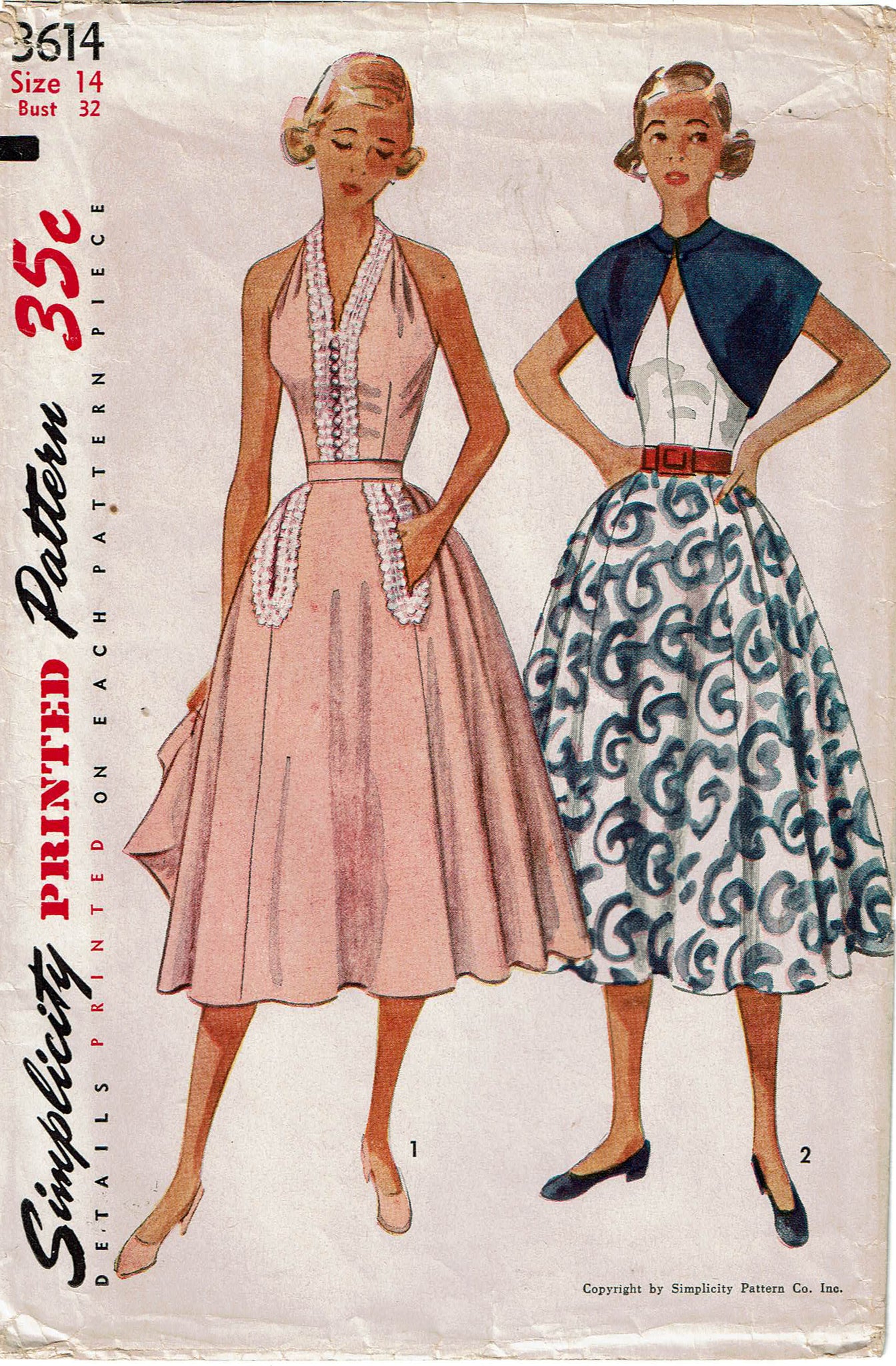 Simplicity 4711: 1950s Misses Halter Dress 32 B Vintage Sewing Pattern Vintage4me2 Simplicity 4711: 1950s Misses Halter Dress 32 B Vintage Sewing Pattern Vintage4me2