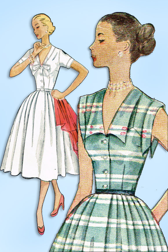 1950s Original Vintage Simplicity Pattern 3615 Misses Rockabilly Sun Dress 33 B