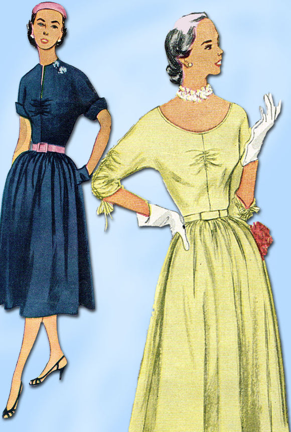 1950s Vintage Simplicity Sewing Pattern 3633 Misses Street Dress Size 12 30B