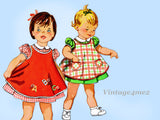 1960s Vintage Simplicity Sewing Pattern 3649 Cute Baby Girls Dress & Apron 6mos