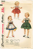 1950s Vintage Simplicity Sewing Pattern 3649 Uncut Baby Girls Tyrolean Dress Sz2