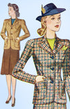 1940s Original Vintage Simplicity Pattern 3652 WWII Misses Tailored Suit Sz 32 B