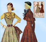 Simplicity 3654: 1950s Misses Street Dress & Bolero 30 B Vintage Sewing Pattern