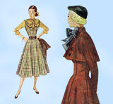 Simplicity 3654: 1950s Misses Street Dress & Bolero 30 B Vintage Sewing Pattern