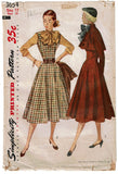Simplicity 3654: 1950s Misses Street Dress & Bolero 30 B Vintage Sewing Pattern
