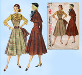 Simplicity 3654: 1950s Misses Street Dress & Bolero 30 B Vintage Sewing Pattern