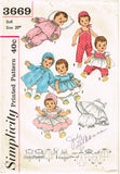 1960s Vintage Simplicity Sewing Pattern 3669 20 In Tiny Tears Baby Doll Clothes