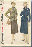 1950s Vintage Simplicity Sewing Pattern 3673 Misses Tailored Suit Size 16 34 B