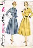 1950s Vintage Simplicity Sewing Pattern 3687 Misses Shirtwaist Dress Size 32 B