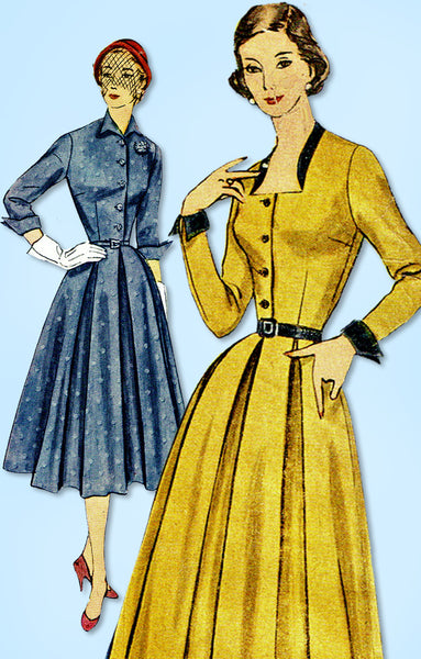 1950s Vintage Simplicity Sewing Pattern 3687 Misses Shirtwaist Dress Size 32 B