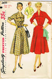 1950s Vintage Simplicity Sewing Pattern 3691 Uncut Misses Half Size Dress 37B