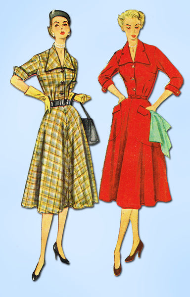 1950s Vintage Simplicity Sewing Pattern 3691 Uncut Misses Half Size Dress 37B