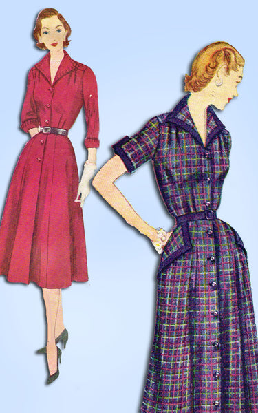 1950s Vintage Simplicity Sewing Pattern 3707 FF Misses Shirtwaist Dress Size 33B