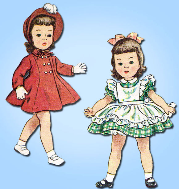 1950s Vintage Simplicity Sewing Pattern 3728 19 Inch Toni Doll Clothes Original -Vintage4me2