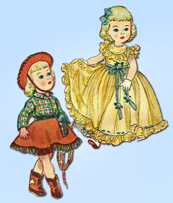 1950s Vintage Simplicity Sewing Pattern 3729 Doll Clothes for 19 Inch Toni Doll -Vintage4me2