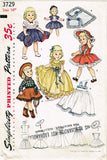 1950s Vintage Simplicity Sewing Pattern 3729 16 Inch Toni Doll Clothes ORIGINAL -Vintage4me2