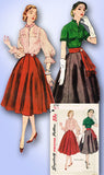 1950s Vintage Simplicity Sewing Pattern 3743 Uncut Misses Skirt and Blouse Sz 11